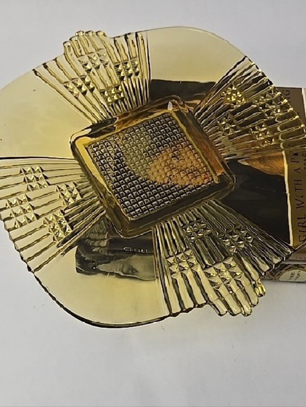 Vintage Imperial Glass Golden Amber Art Deco Glass Plate - Picture 3 of 6